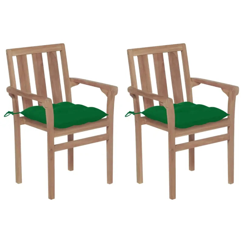 Houten tuinstoelen set van fijn geschuurd hard teakhout - Groen / 2 - Tuinstoelen
