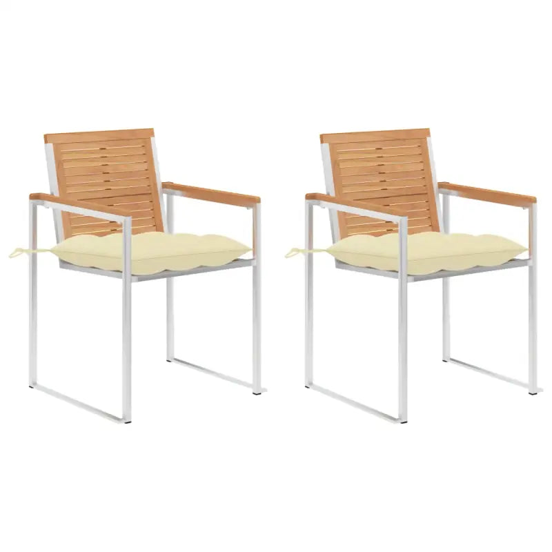 Houten tuinstoelen van massief teakhout voor een stijlvol terras - Crème / 2 - Tuinstoelen