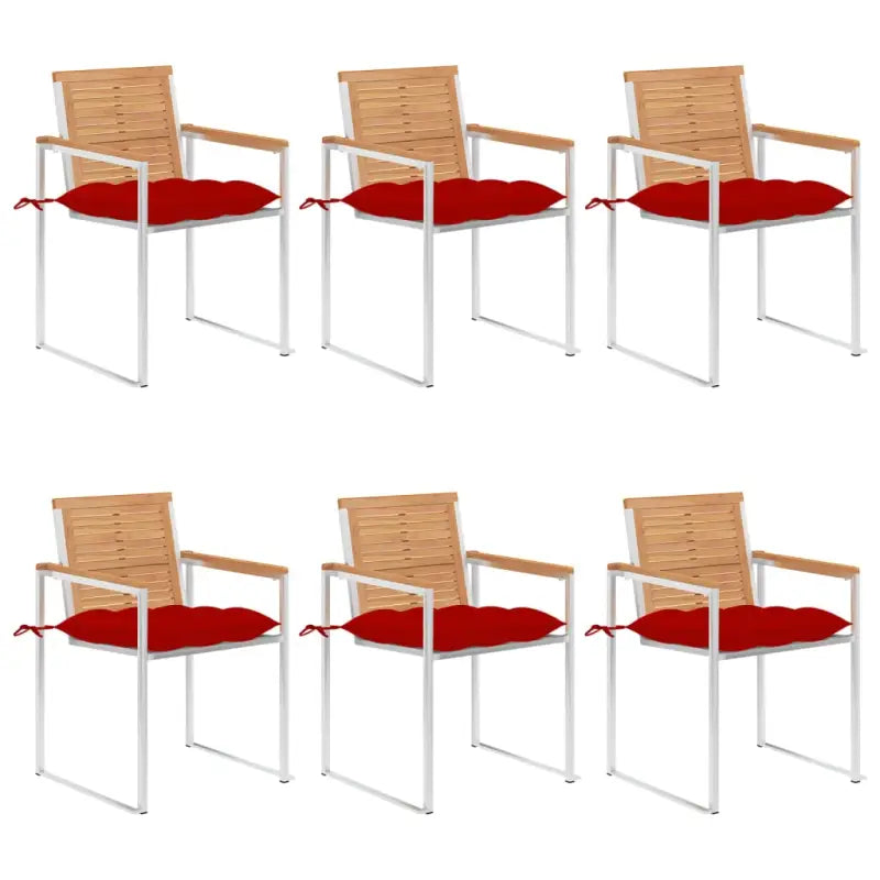 Houten tuinstoelen van massief teakhout voor een stijlvol terras - Rood / 6 - Tuinstoelen