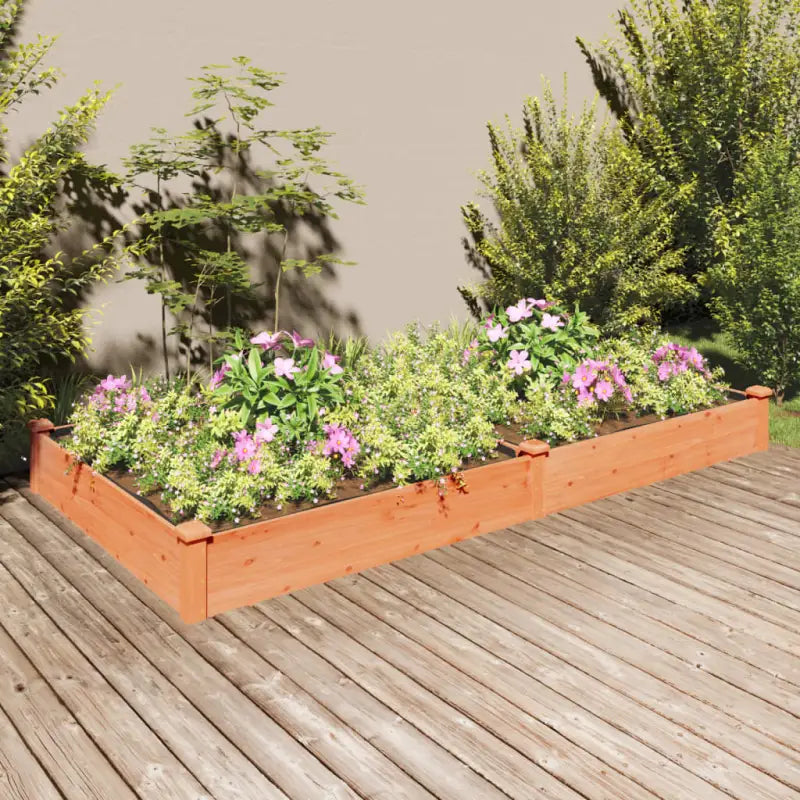 Houten verhoogd plantenbak van massief vurenhout met open bodem - Bruin / 240 x 120 x 25 cm / 1 - Bloempotten &