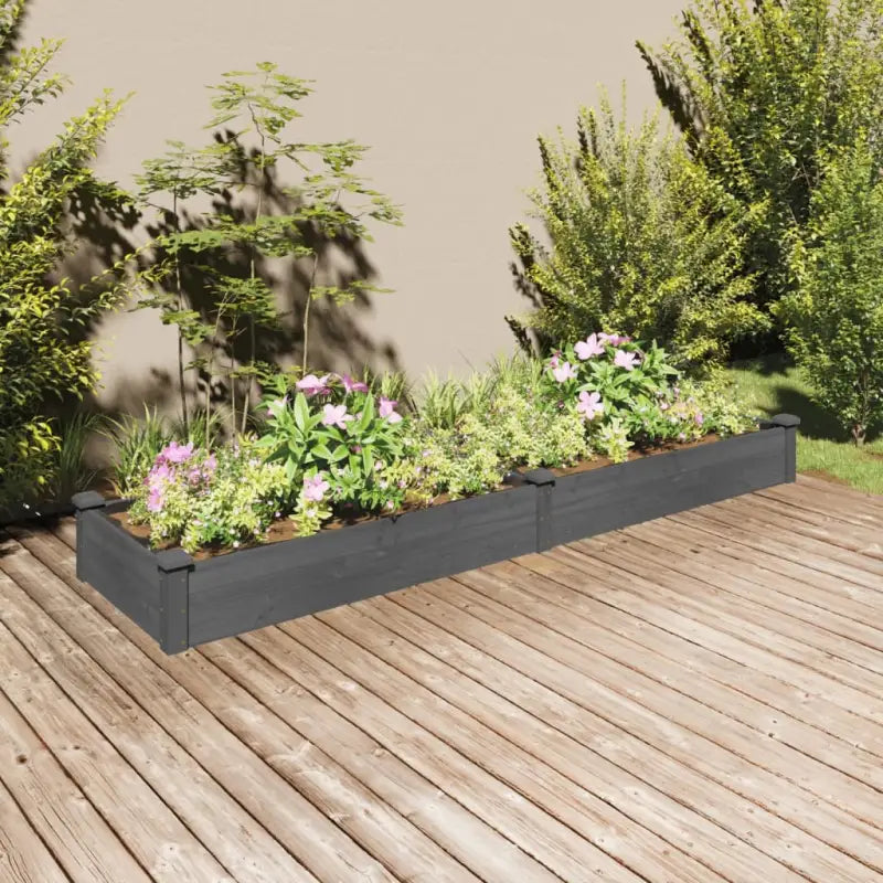 Houten verhoogd plantenbak van massief vurenhout met open bodem - Grijs / 240 x 60 x 25 cm / 1 - Bloempotten &