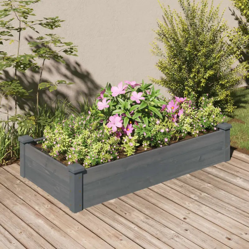 Houten verhoogd plantenbak van massief vurenhout met open bodem - Grijs / 120 x 60 x 25 cm / 1 - Bloempotten &