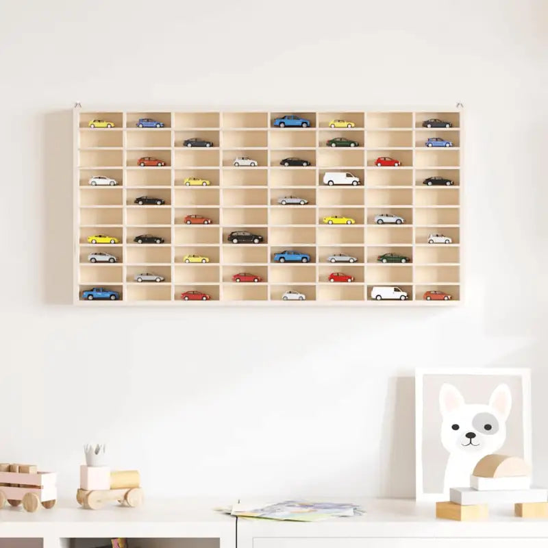 Houten Wandplank met Vitrinekast voor een Strakke Opgeruimde Ruimte - Wandplanken