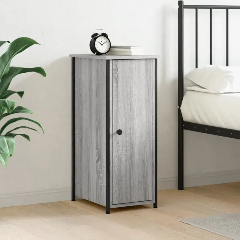 Industrieel nachtkastje van bewerkt hout met verstelbare poten in grijs sonoma - Grijs sonoma / 1 - Nachtkastjes