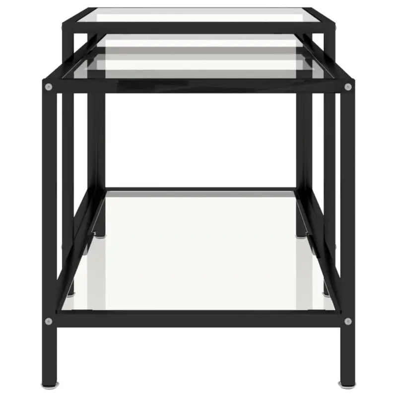 Industriële bijzettafels met gehard glas en gepoedercoat staal - Bijzettafels