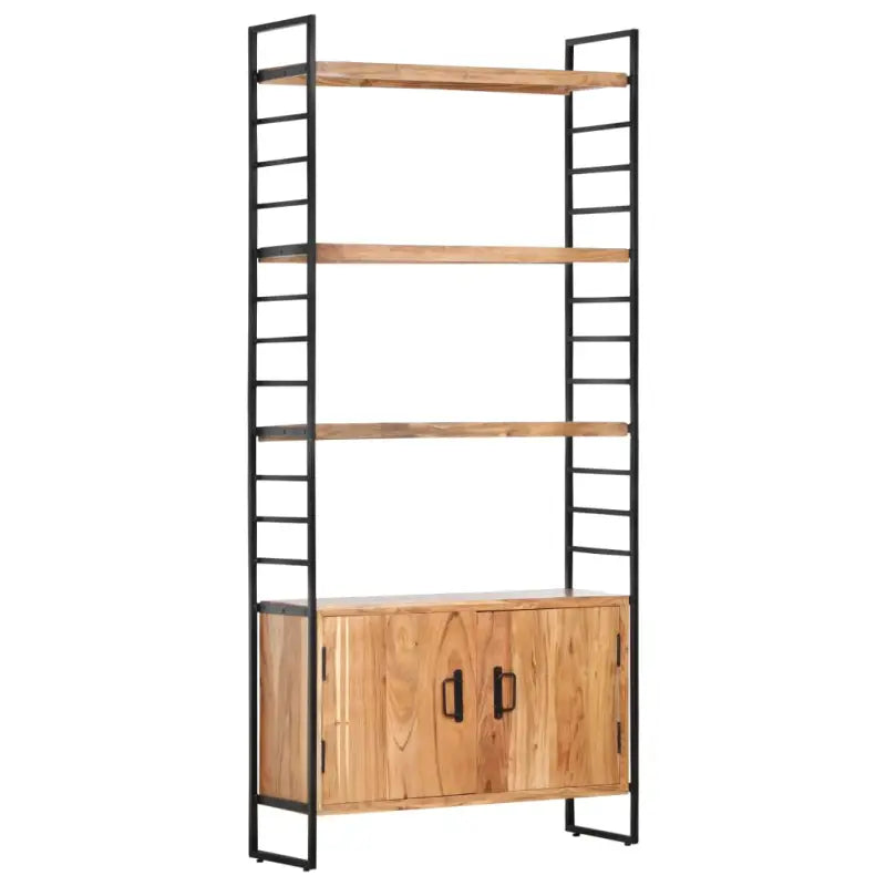 Industriële boekenkast van massief acaciahout met gepoedercoat ijzeren frame - Boekenkasten