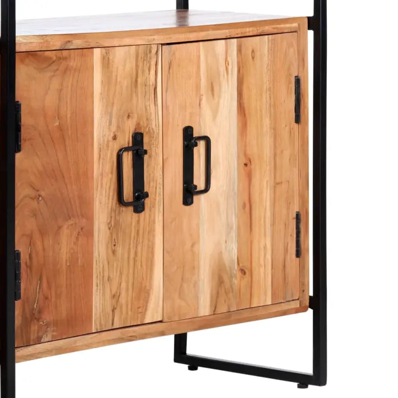 Industriële boekenkast van massief acaciahout met gepoedercoat ijzeren frame - Boekenkasten