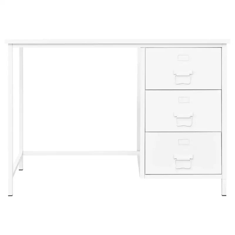 Industriële bureau met 2-sectie kogellagergeleiders en lades - Wit - Bureaus