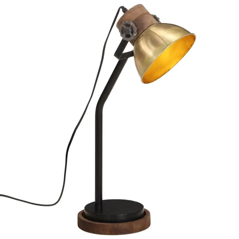 Industriële bureaulamp met massief mangohout en e27 fitting - Koper / 1 - Lampen