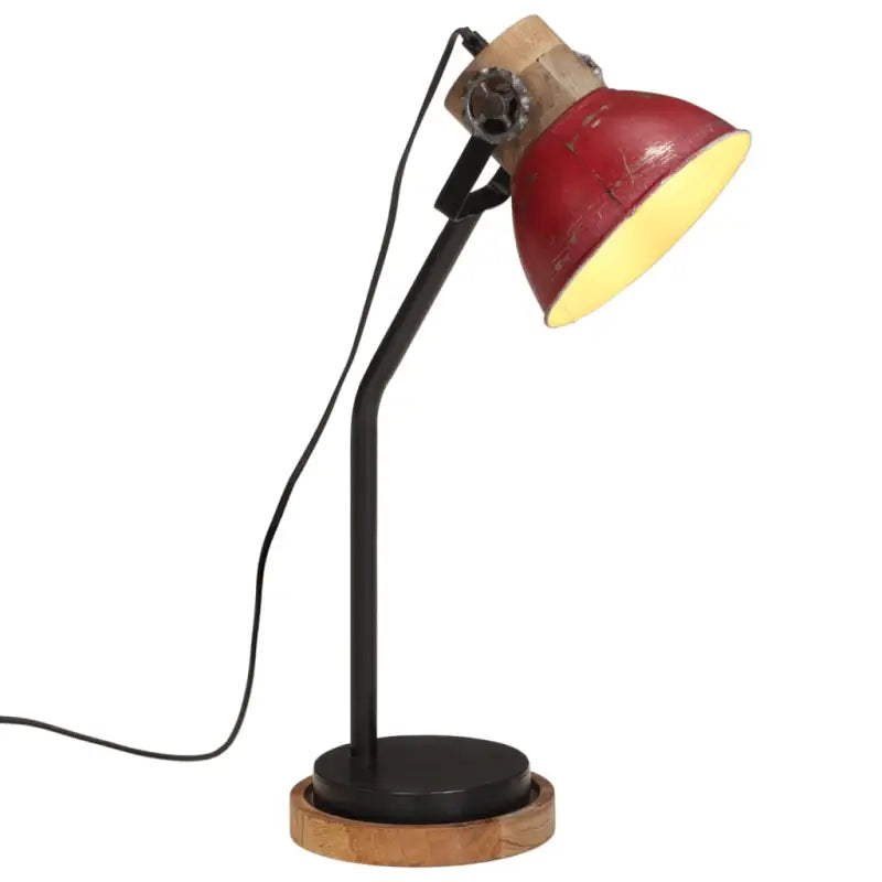 Industriële bureaulamp met massief mangohout en e27 fitting - Rood / 1 - Lampen