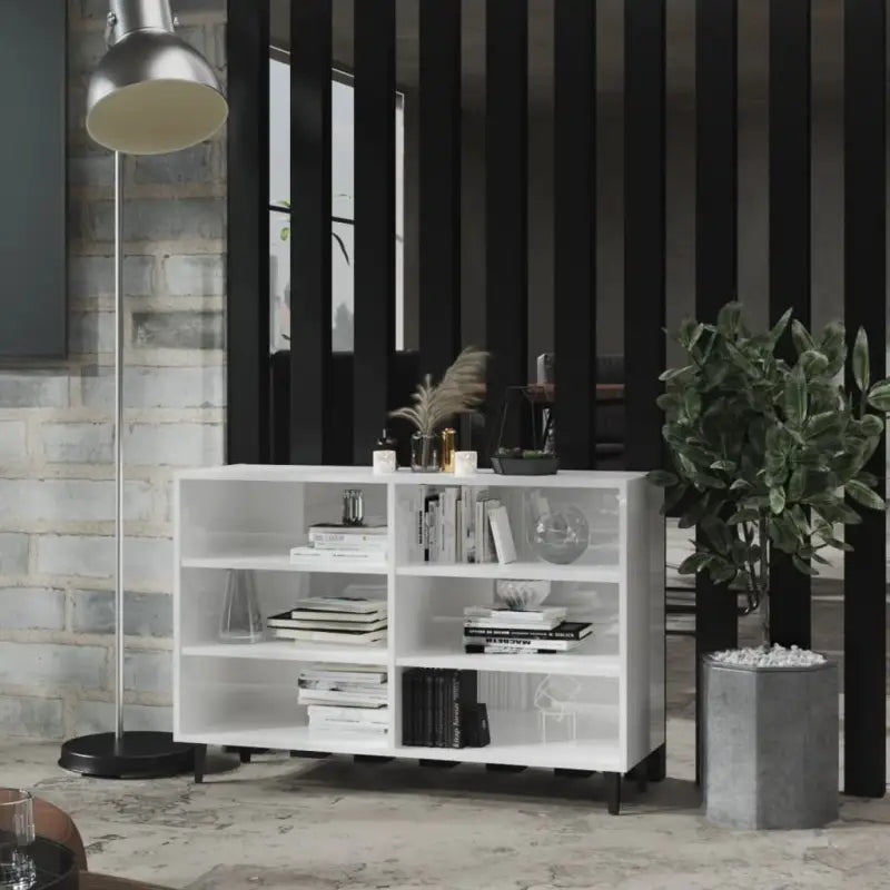 Industriële dressoir van bewerkt hout met metalen poten - Hoogglans wit / 1 - Dressoirs & buffetkasten