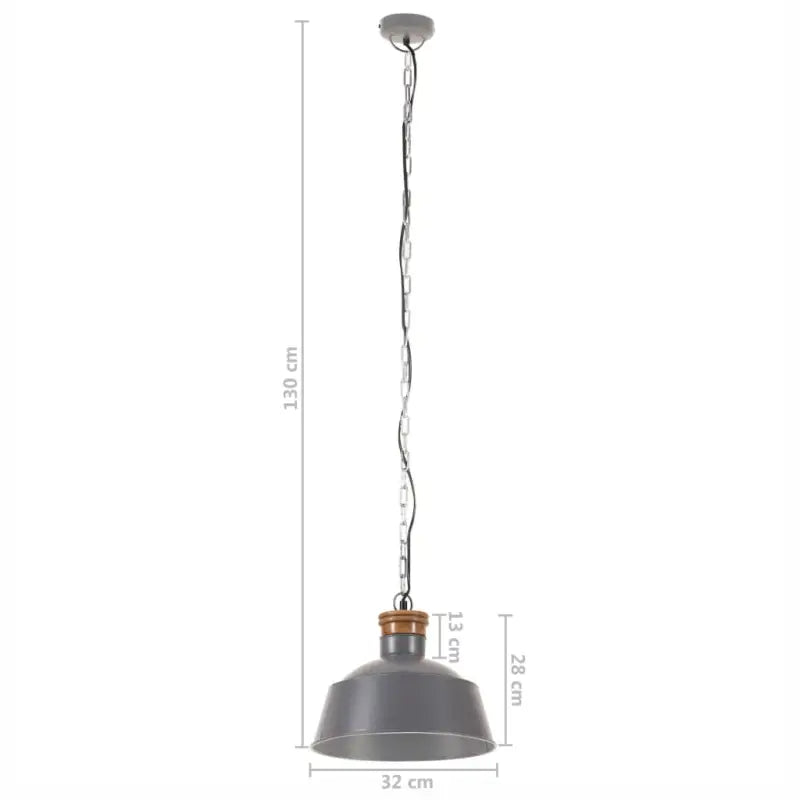 Industriele hanglamp met matgrijze afwerking en massief mangohout - Lampen