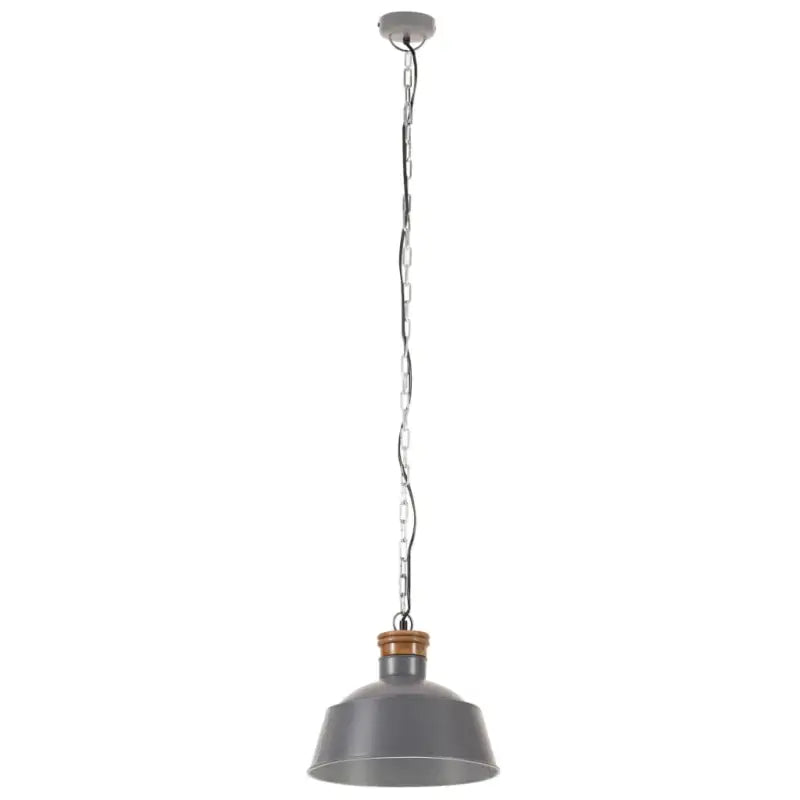 Industriele hanglamp met matgrijze afwerking en massief mangohout - Lampen