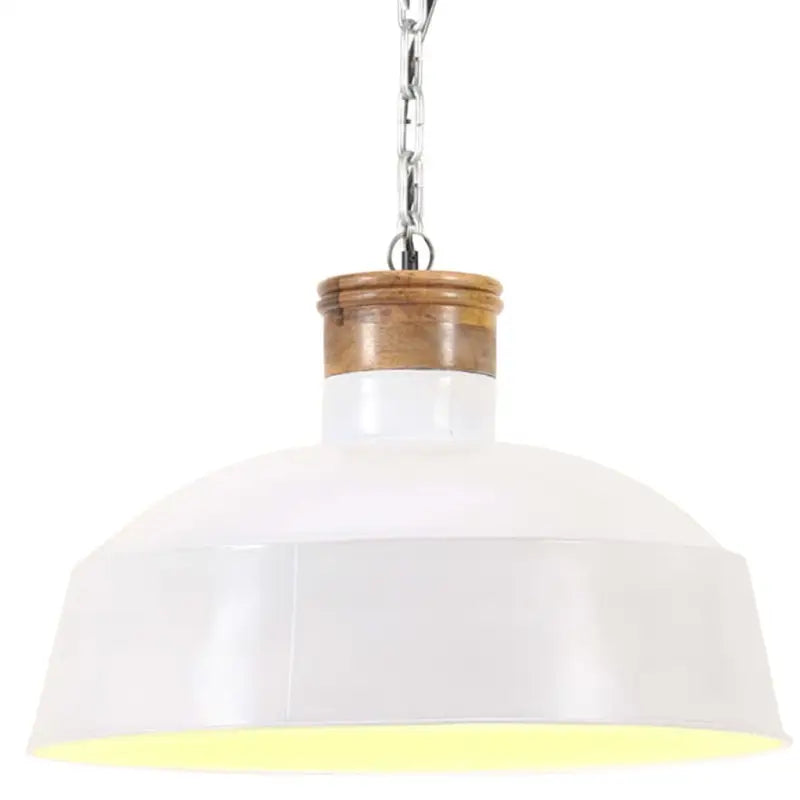 Industriele hanglamp met matgrijze afwerking en massief mangohout - Wit / Φ 58 cm / 1 - Lampen
