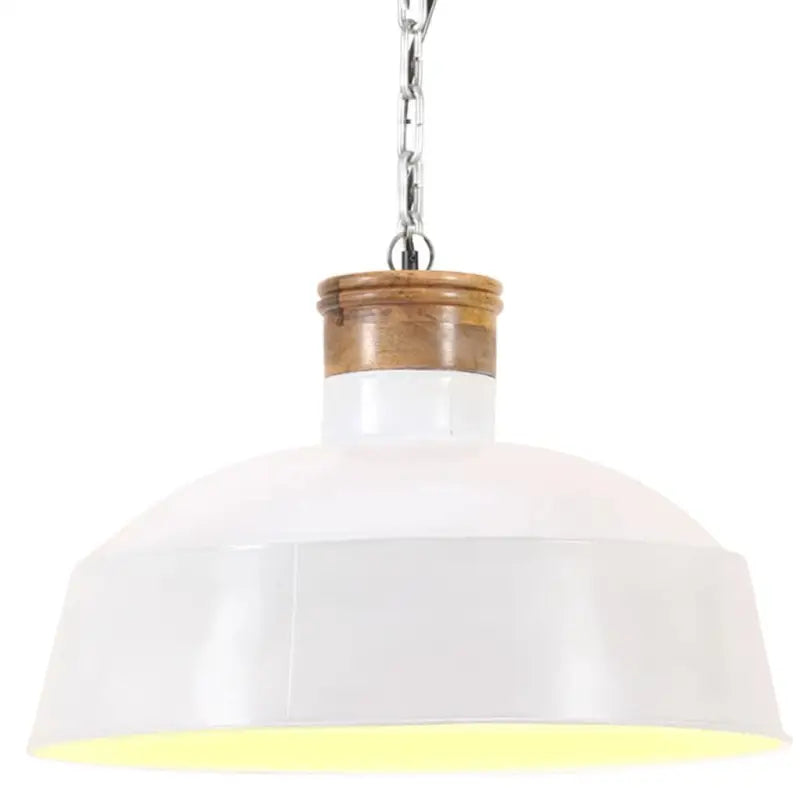 Industriele hanglamp met matgrijze afwerking en massief mangohout - Wit / Φ 32 cm / 1 - Lampen