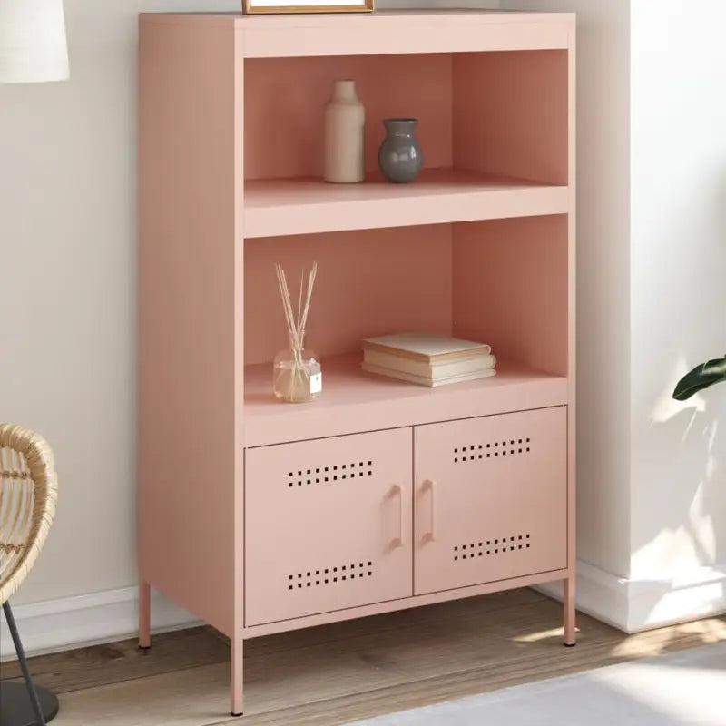 Industriële hoge kast voor woonkamer of slaapkamer duurzame stijl - Roze / 1 - Dressoirs & buffetkasten