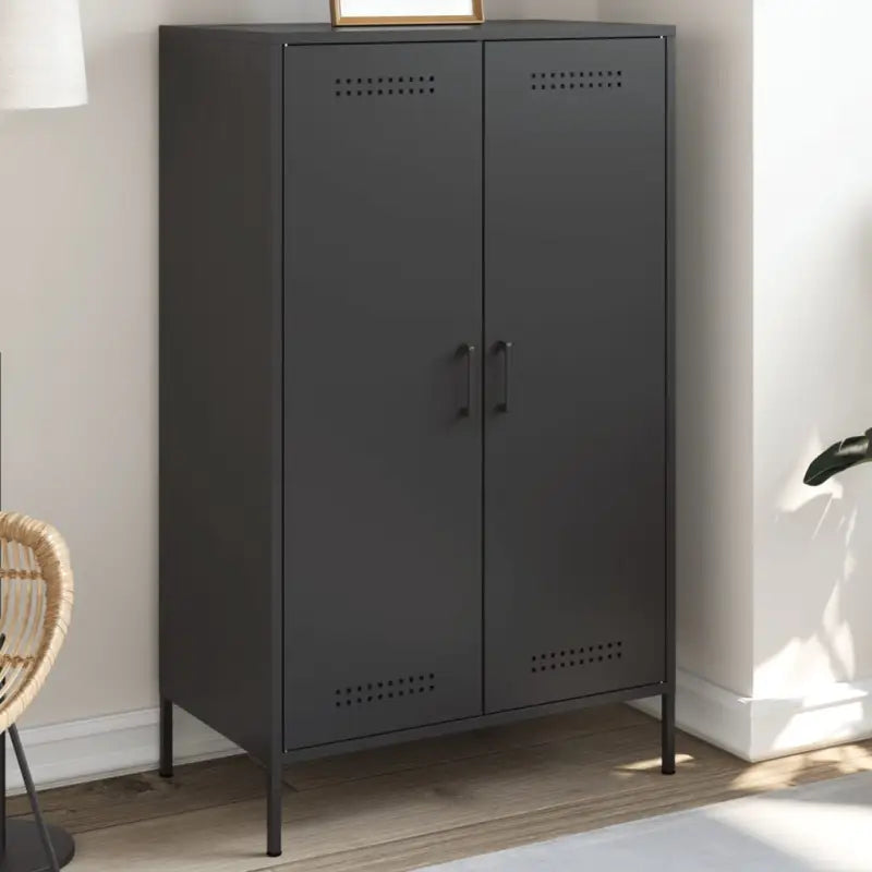 Industriële hoge kast voor woonkamer of slaapkamer van stevig staal - Zwart / 1 - Dressoirs & buffetkasten