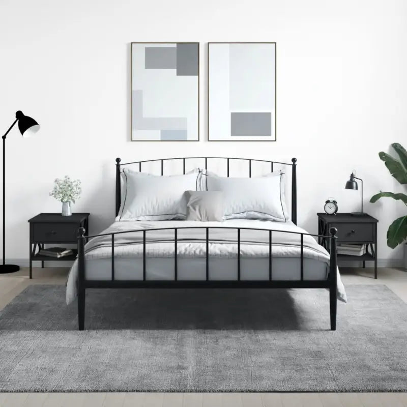 Industriële nachtkastjes met verstelbare poten en grijs sonoma eiken look - Zwart / 2 - Nachtkastjes