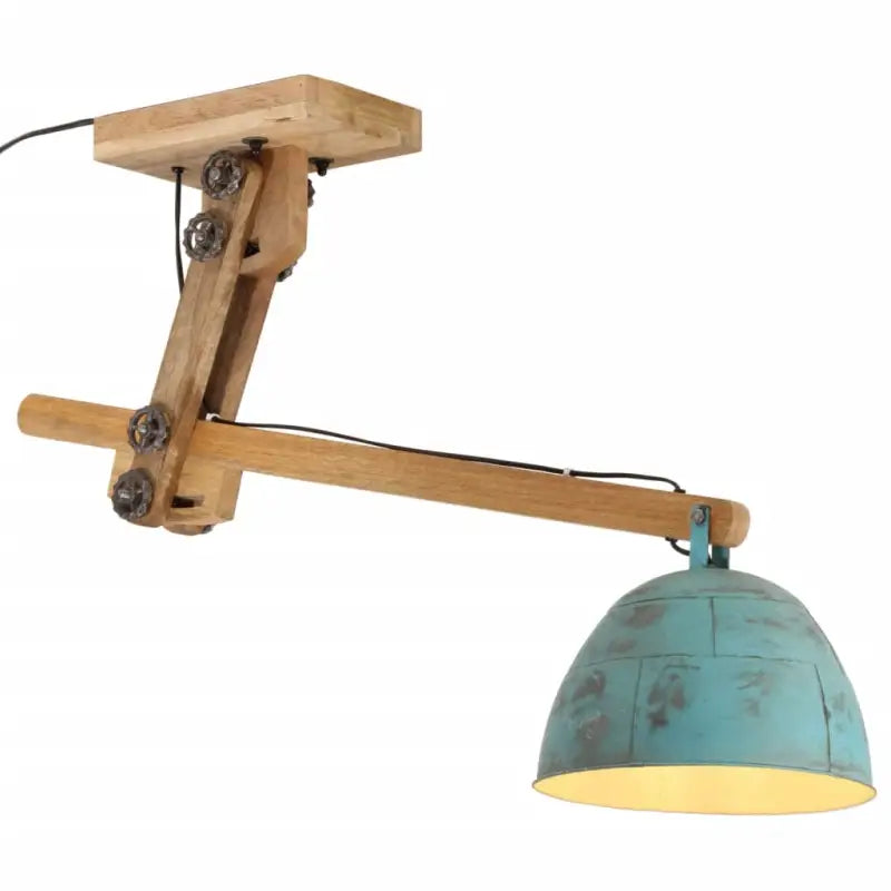 Industriële plafondlamp met massief mangohout en E27 fitting - Blauw / 1 - Lampen