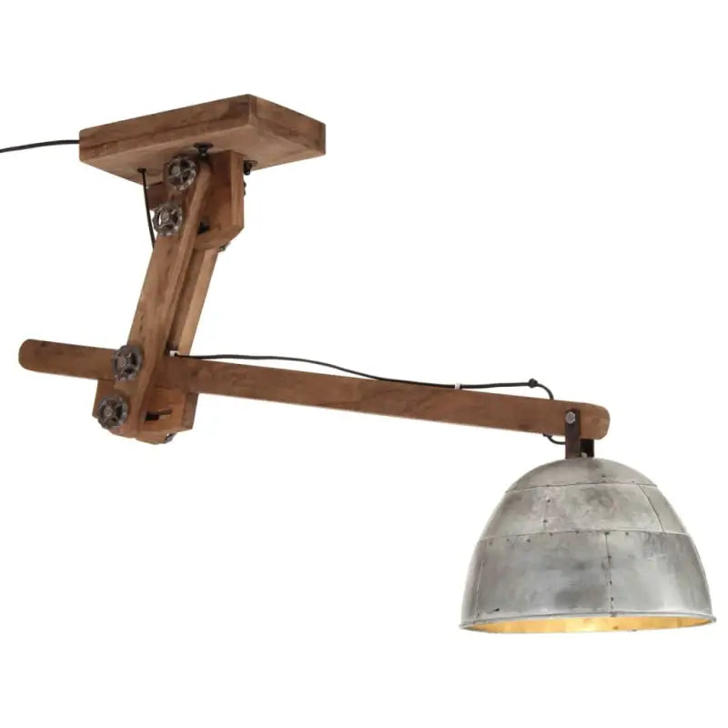 Industriële plafondlamp met massief mangohout en E27 fitting - Zilver / 1 - Lampen