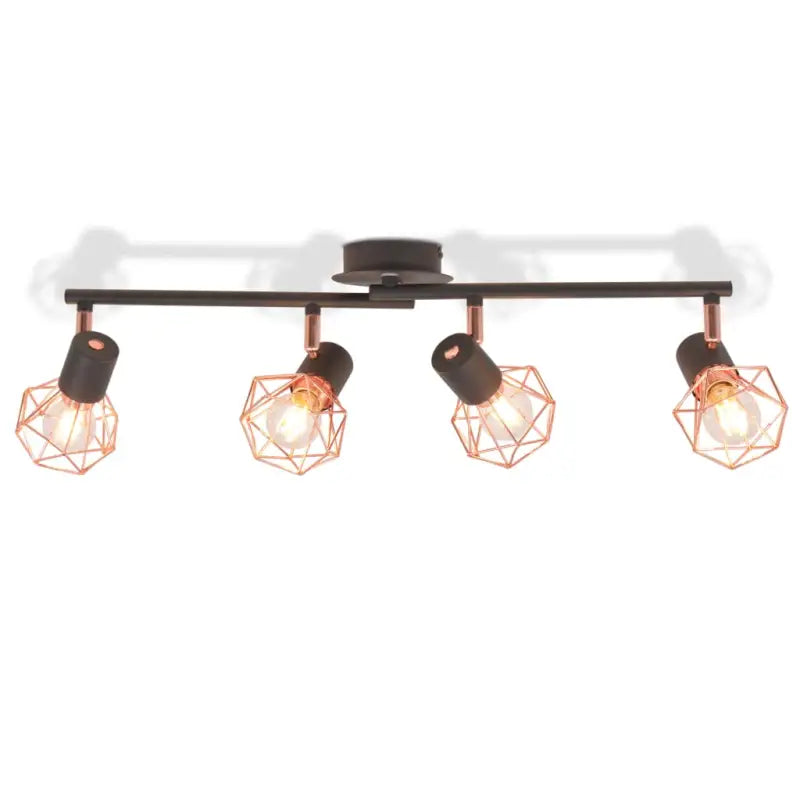 Industriële plafondlamp met vier spots in zwart metaal - Plafondlampen