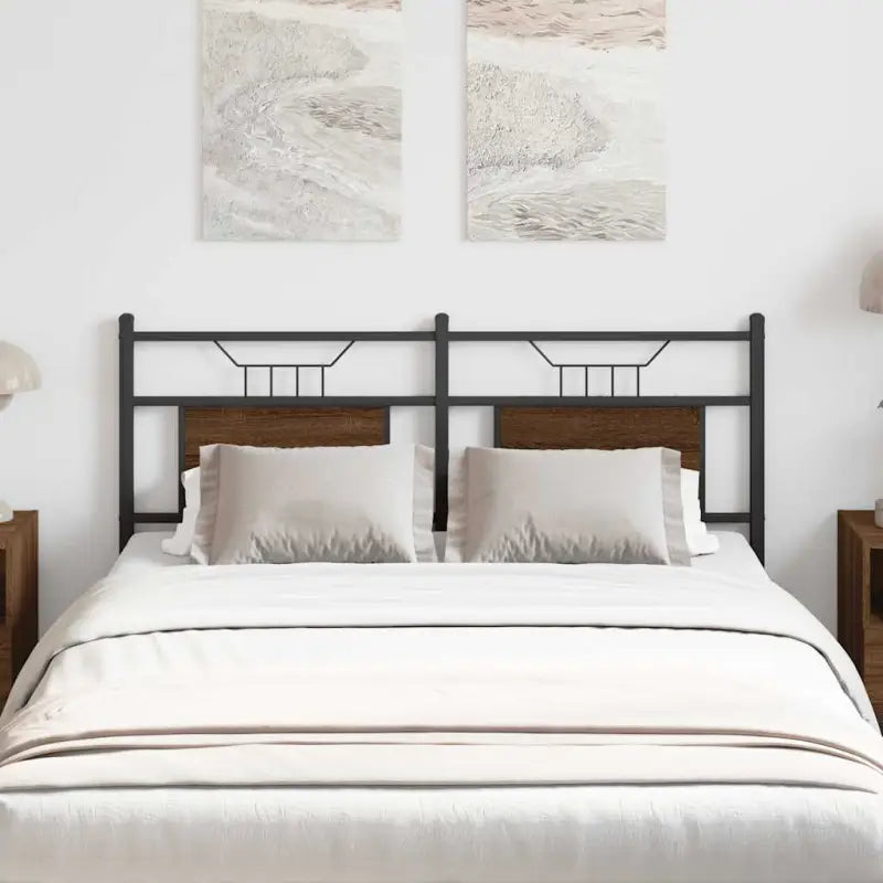 Industriële stijl hoofdbord van bewerkt hout met vierkante buizen - bruin eikenkleur / 140 cm / 1 - Hoofdborden