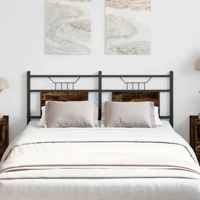 Industriële stijl hoofdbord van bewerkt hout met vierkante buizen - Gerookt eiken / 140 cm / 1 - Hoofdborden