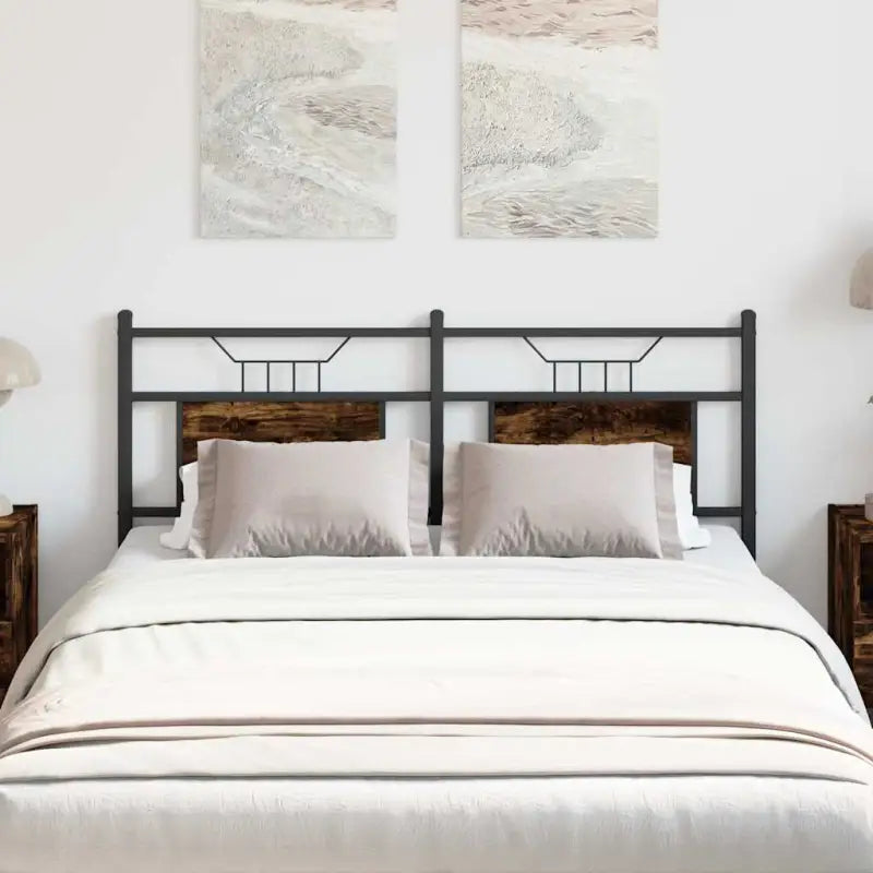 Industriële stijl hoofdbord van bewerkt hout met vierkante buizen - Gerookt eiken / 137 cm / 1 - Hoofdborden