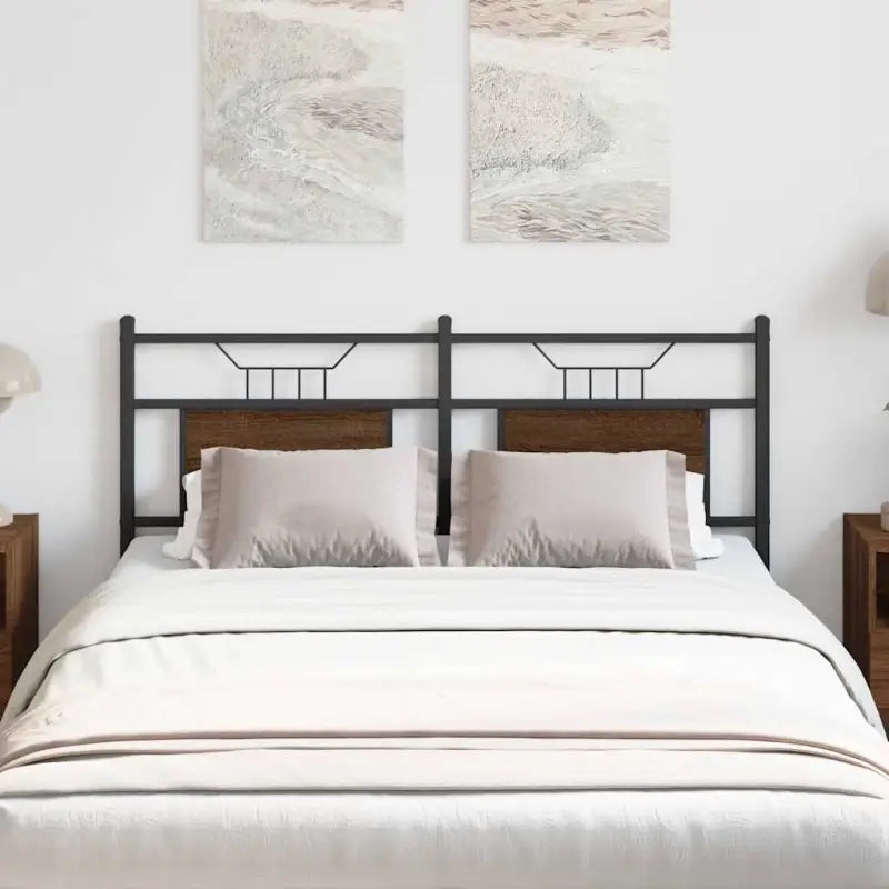 Industriële stijl hoofdbord van bewerkt hout met vierkante buizen - bruin eikenkleur / 137 cm / 1 - Hoofdborden