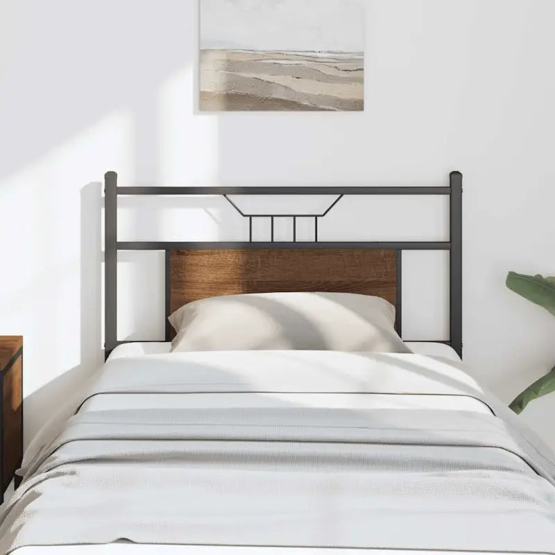 Industriële stijl hoofdbord van bewerkt hout met vierkante buizen - bruin eikenkleur / 90 cm / 1 - Hoofdborden