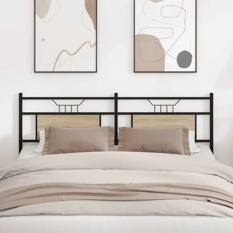 Industriële stijl hoofdbord van bewerkt hout met vierkante buizen - Sonoma eiken / 160 cm / 1 - Hoofdborden