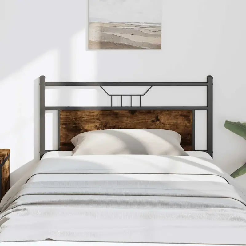 Industriële stijl hoofdbord van bewerkt hout met vierkante buizen - Gerookt eiken / 100 cm / 1 - Hoofdborden