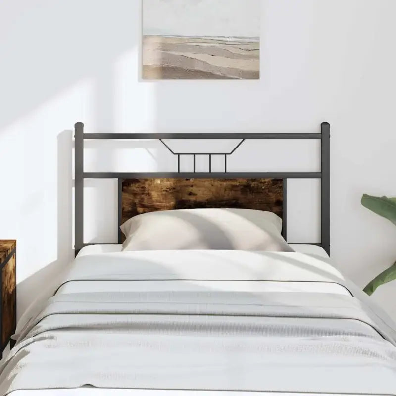 Industriële stijl hoofdbord van bewerkt hout met vierkante buizen - Gerookt eiken / 80 cm / 1 - Hoofdborden