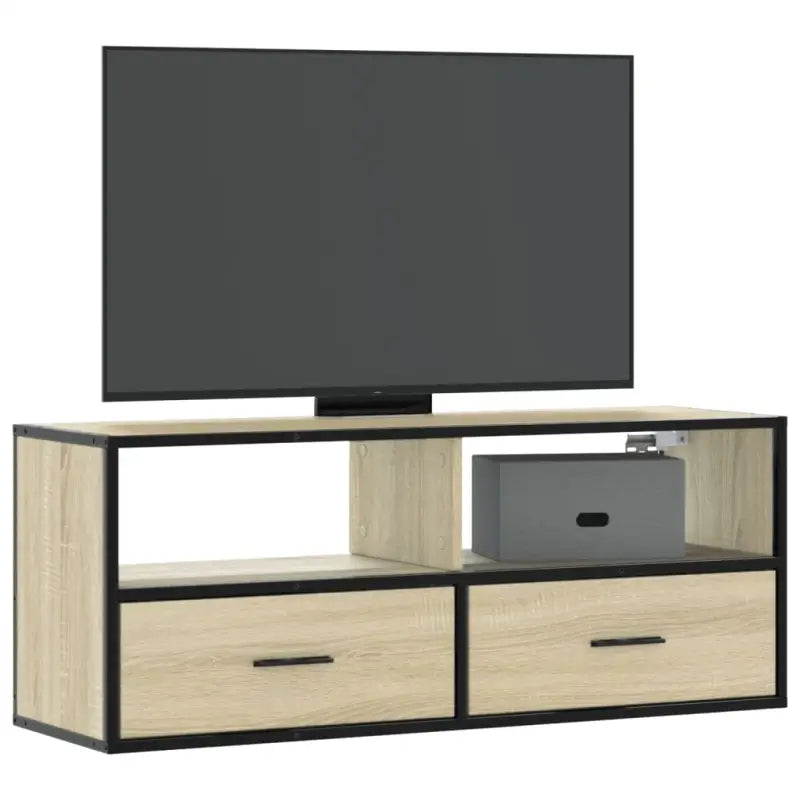 Industriële TV-Meubel van Bewerkt Hout met Stalen Frame - Sonoma eiken / 1 / 100 cm - Tv-meubels