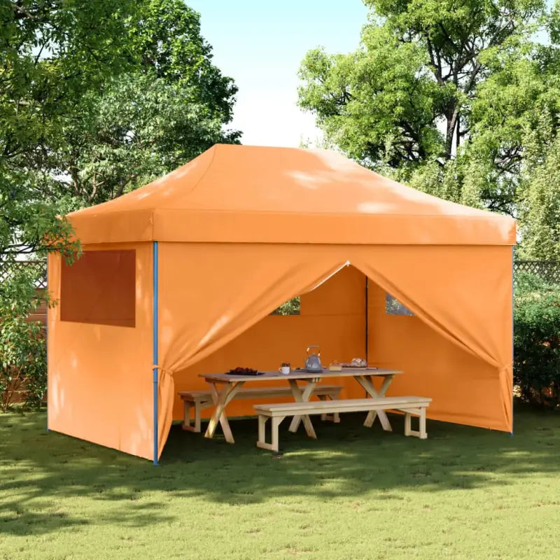 Inklapbare partytent met gepoedercoat staal voor buitenactiviteiten - Oranje / 1 / met 4 zijwanden - Partytenten &
