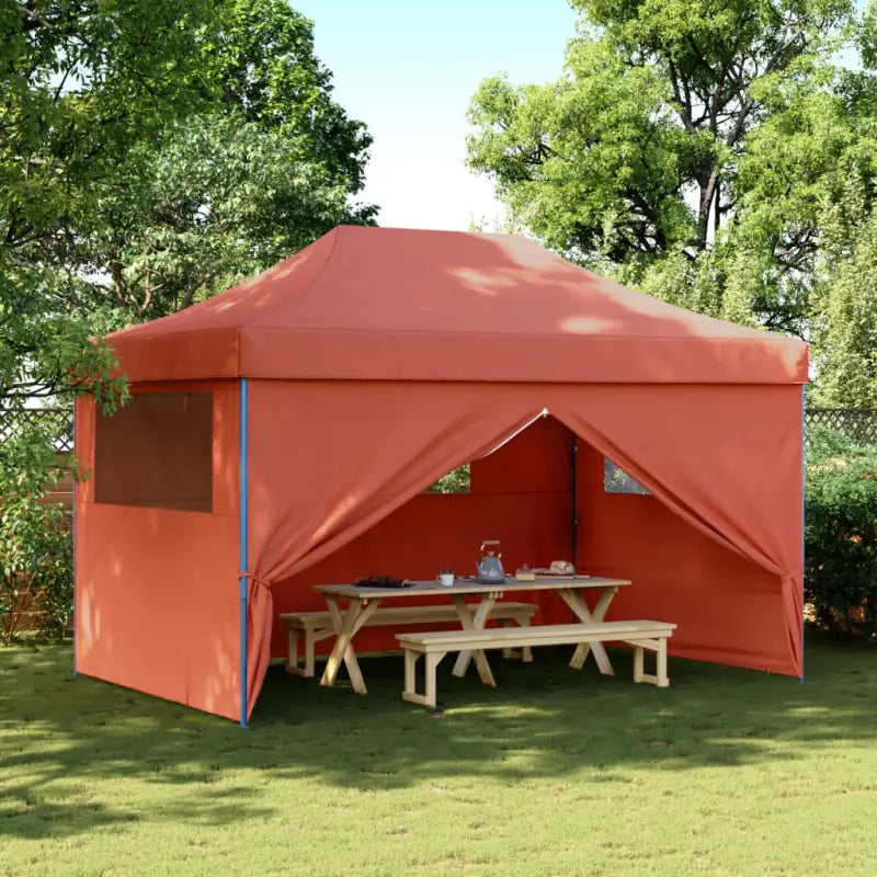 Inklapbare partytent met gepoedercoat staal voor buitenactiviteiten - Terracotta / 1 / met 4 zijwanden - Partytenten &