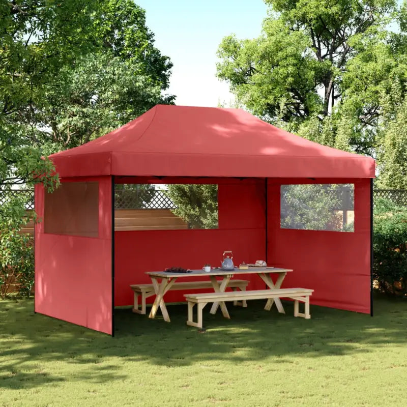Inklapbare partytent met gepoedercoat staal voor buitenactiviteiten - Bordeauxrood / 1 / met 3 zijwanden - Partytenten