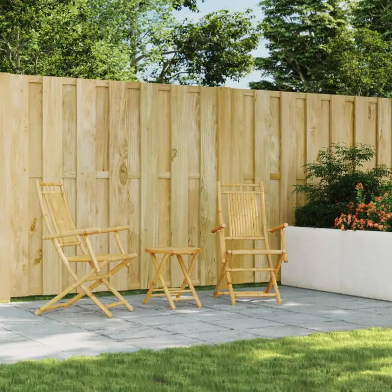 Inklapbare tuintafel en tuinstoel bamboe tuinset voor buiten gebruik - Tuinsets