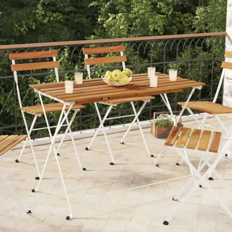 Inklapbare tuintafel van massief acaciahout voor tuin balkon en terras - Wit / 1 - Tuintafels
