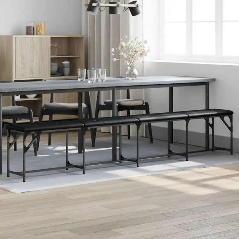 Keuken- en eettafelbank met stevig staal voor een warme sfeer - Zwart / 248 x 32 x 45 cm - Keuken- & eettafelbanken