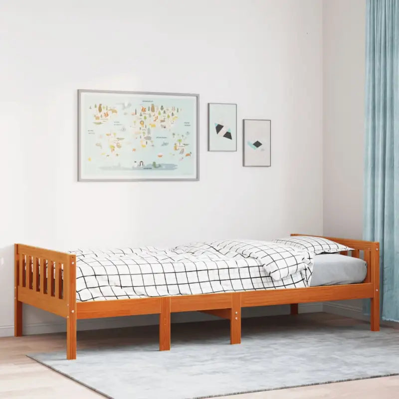 Kinderbed met massief grenenhout voor een duurzame nachtrust - Wasbruin / 75 x 190 cm - Bedden & bedframes