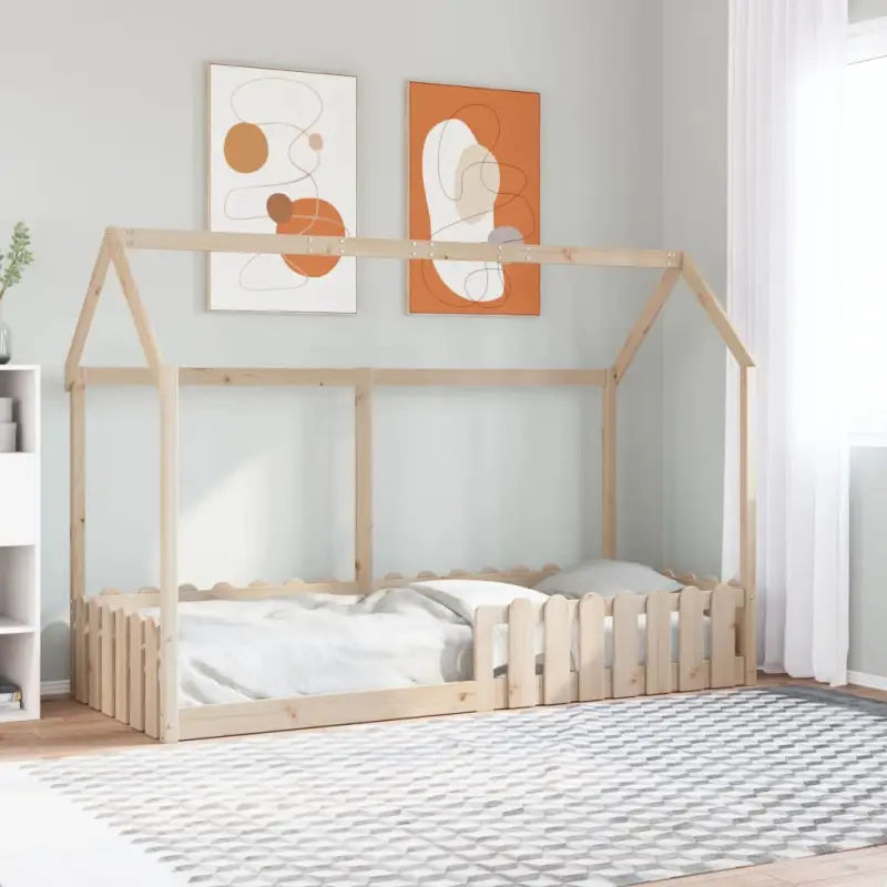 Kinderbed met open dakstructuur van massief grenenhout - Naturel / 80 x 200 cm - Bedden & bedframes