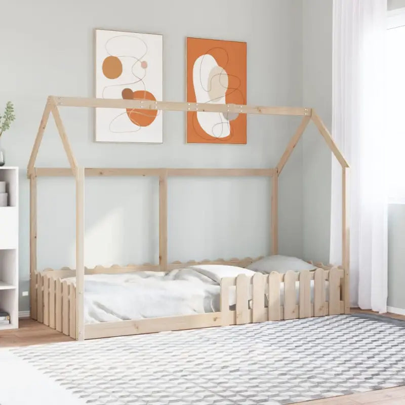Kinderbed met open dakstructuur van massief grenenhout - Naturel / 90 x 200 cm - Bedden & bedframes