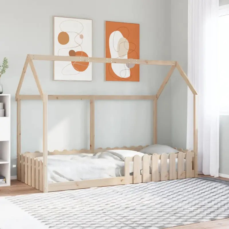 Kinderbed met open dakstructuur van massief grenenhout - Naturel / 90 x 190 cm - Bedden & bedframes