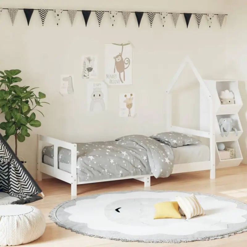 Kinderbed van massief grenenhout voor een gezellige en duurzame slaapkamer - Wit / 80 x 160 cm - Peuter- & kinderbedden