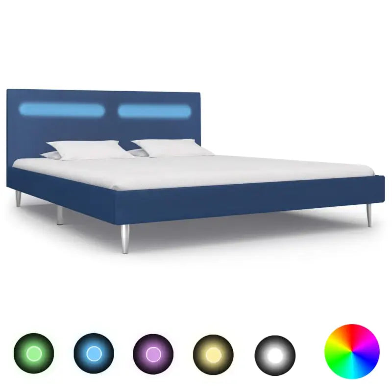 Klassiek bedframe met kleurrijke LED-verlichting voor een elegante slaapkamer - Blauw / 160 x 200 cm - Bedden &