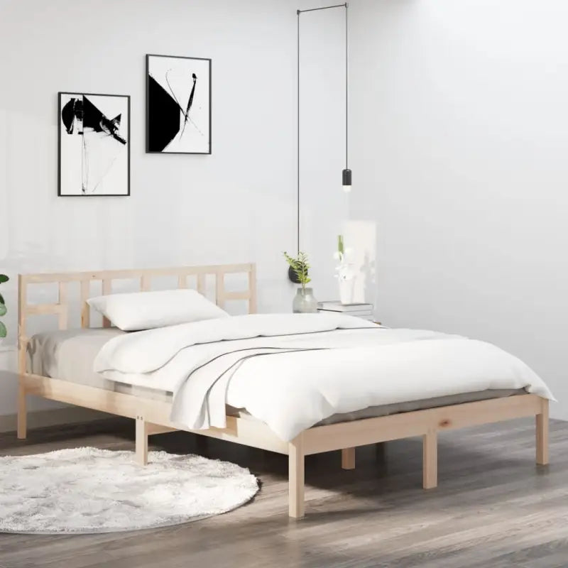 Klassiek bedframe met massief grenenhout en multiplex lattenbodem - Bedden & bedframes
