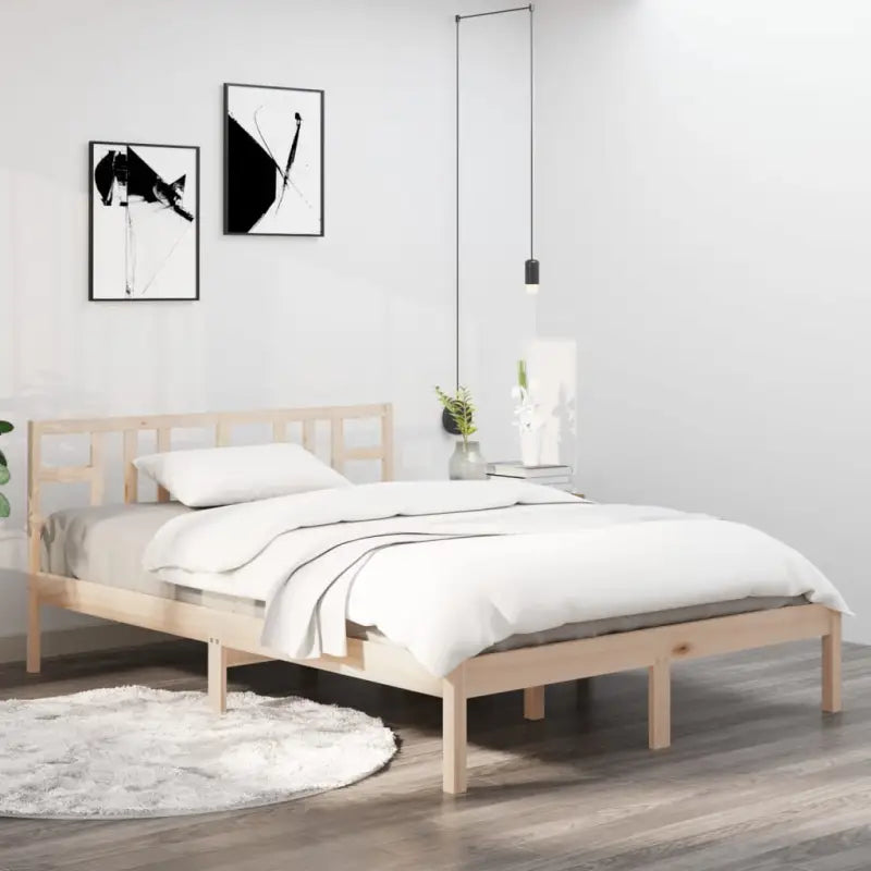 Klassiek bedframe met massief grenenhout en multiplex lattenbodem - Naturel / 160 x 200 cm - Bedden & bedframes