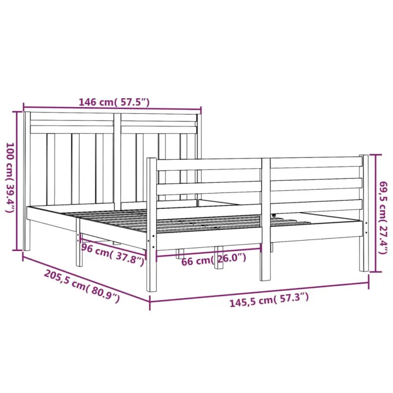 Klassiek bedframe met massief grenenhout en multiplex lattenbodem - Bedden & bedframes