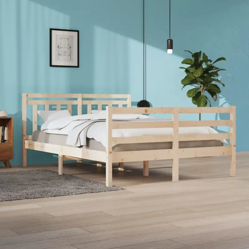 Klassiek bedframe met massief grenenhout en multiplex lattenbodem - Naturel / 140 x 200 cm - Bedden & bedframes